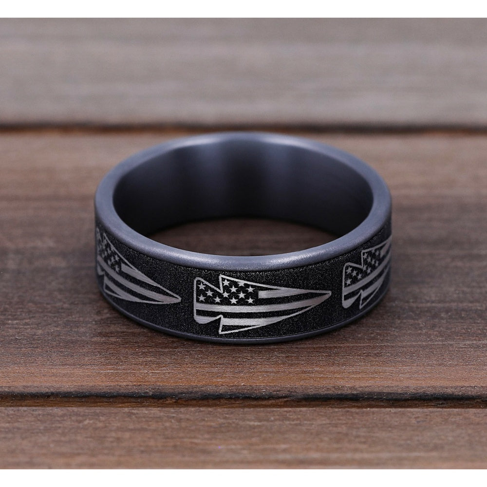 The American Men's Wedding Band in Grey Tantalum and Grey-Black Titanium - 7.5mm Width by Brook and Branch