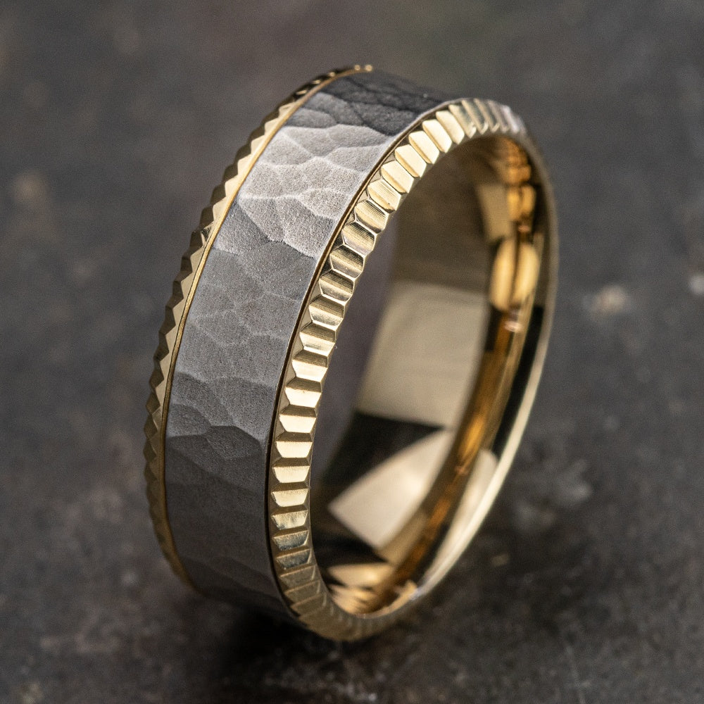 The Anderson Men's Wedding Band in 14K Yellow and White Gold - 8mm Width by Benchmark
