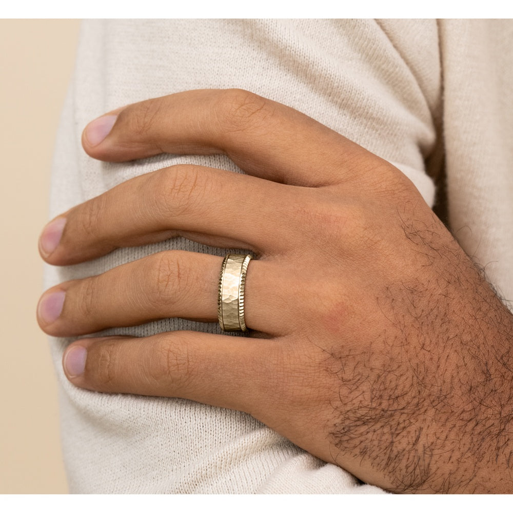 The Anderson Men's Wedding Band in 14K Yellow Gold - 8mm Width by Benchmark
