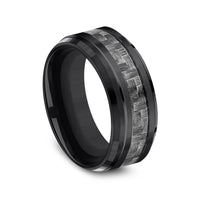 The Andretti Men's Wedding Band in Black Titanium and Grey Carbon Fiber - 9mm Width by Forge