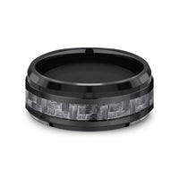 The Andretti Men's Wedding Band in Black Titanium and Grey Carbon Fiber - 9mm Width by Forge