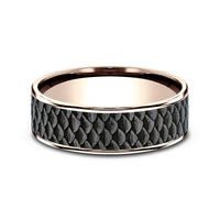 The Angler Men's Wedding Band in 14K Rose Gold and Grey Tantalum - 7.5mm Width by Brook and Branch
