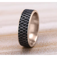 The Angler Men's Wedding Band in 14K Rose Gold and Grey Tantalum - 7.5mm Width by Brook and Branch
