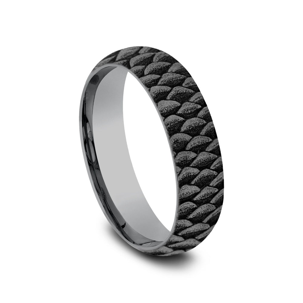 The Angler Men's Wedding Band in Grey Tantalum - 6mm Width by Brook and Branch