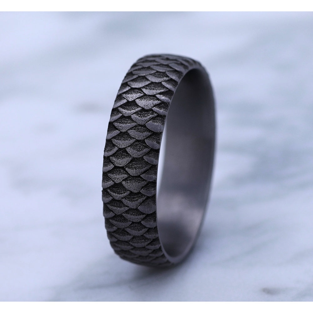 The Angler Men's Wedding Band in Grey Tantalum - 6mm Width by Brook and Branch