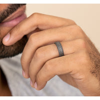 The Angler Men's Wedding Band in Grey Tantalum - 6mm Width by Brook and Branch