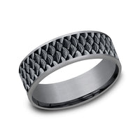 The Angler Men's Wedding Band in Grey Tantalum and 14K White Gold - 7.5mm Width by Brook and Branch