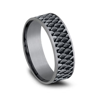 The Angler Men's Wedding Band in Grey Tantalum and 14K White Gold - 7.5mm Width by Brook and Branch