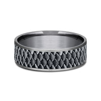 The Angler Men's Wedding Band in Grey Tantalum and 14K White Gold - 7.5mm Width by Brook and Branch