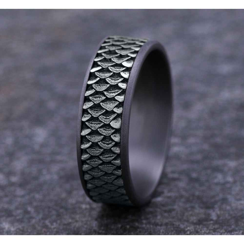 The Angler Men's Wedding Band in Grey Tantalum and 14K White Gold - 7.5mm Width by Brook and Branch