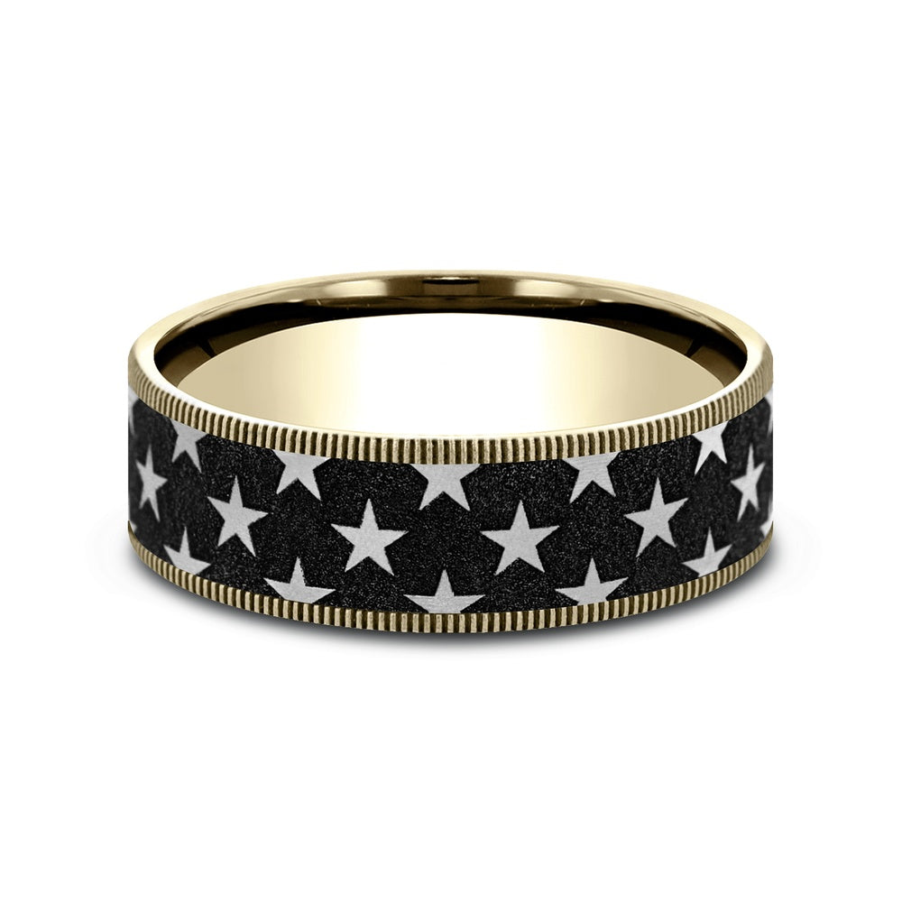 The Anthem Men's Wedding Band in 14K Yellow and Grey/Black Titanium - 7.5mm Width by Brook and Branch