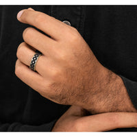 The Anthem Men's Wedding Band in 14K Yellow and Grey/Black Titanium - 7.5mm Width by Brook and Branch