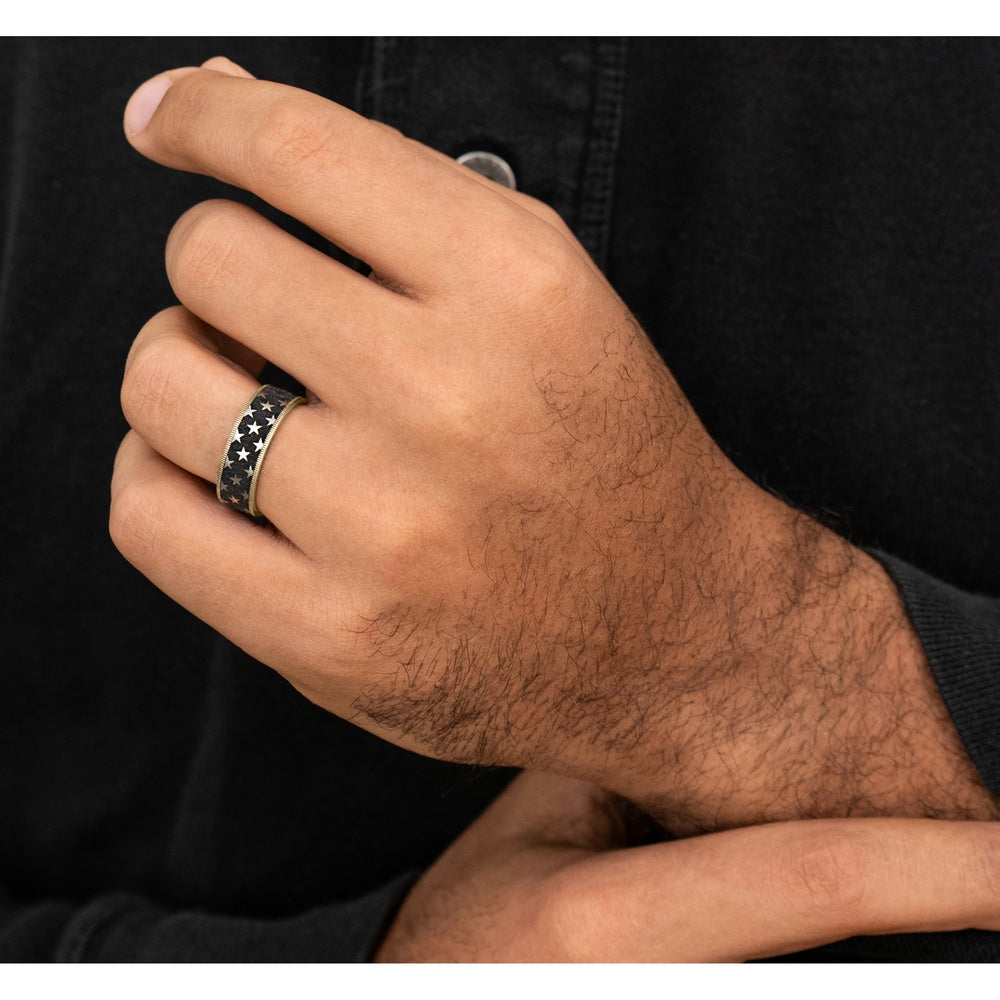 The Anthem Men's Wedding Band in 14K Yellow and Grey/Black Titanium - 7.5mm Width by Brook and Branch
