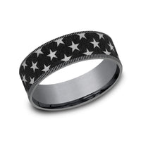 The Anthem Men's Wedding Band in Grey Tantalum and Grey/Black Titanium - 7.5mm Width by Brook and Branch