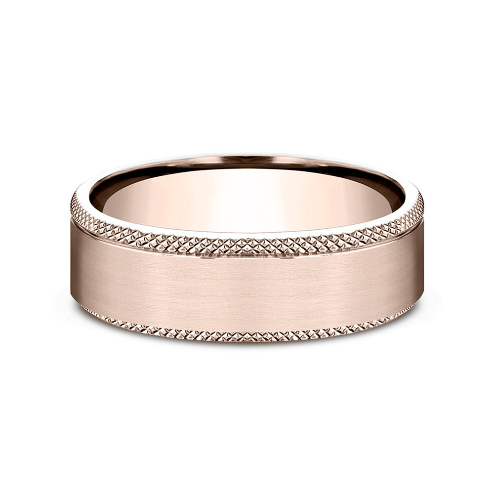 The Apex Men's Wedding Band in 14K Rose Gold - 6.5mm Width by Benchmark