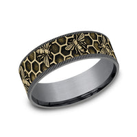 The Apis Men's Wedding Band in Grey Tantalum and 14K Yellow Gold - 7.5mm Width by Brook and Branch