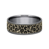 The Apis Men's Wedding Band in Grey Tantalum and 14K Yellow Gold - 7.5mm Width by Brook and Branch
