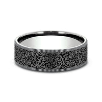 The Arabesque Men's Wedding Band in 14K White Gold and Grey Tantalum - 7.5mm Width by Ammara Stone
