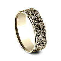 The Arabesque Men's Wedding Band in 14K Yellow Gold - 7.5mm Width by Benchmark