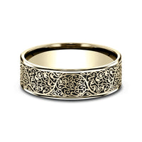 The Arabesque Men's Wedding Band in 14K Yellow Gold - 7.5mm Width by Benchmark