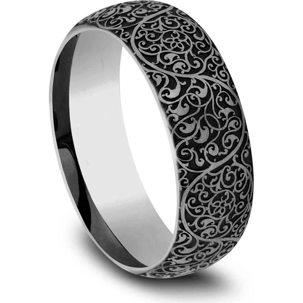 The Arabesque Men's Wedding Band in Tungsten - 8mm Width by Forge