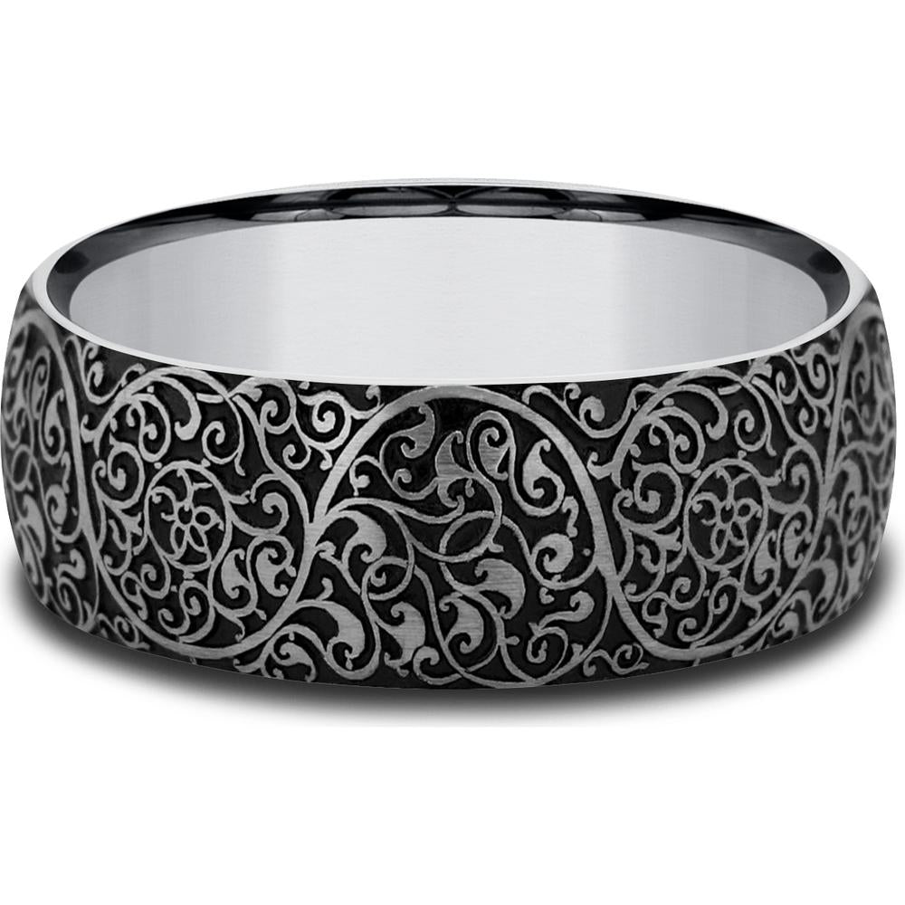 The Arabesque Men's Wedding Band in Tungsten - 8mm Width by Forge