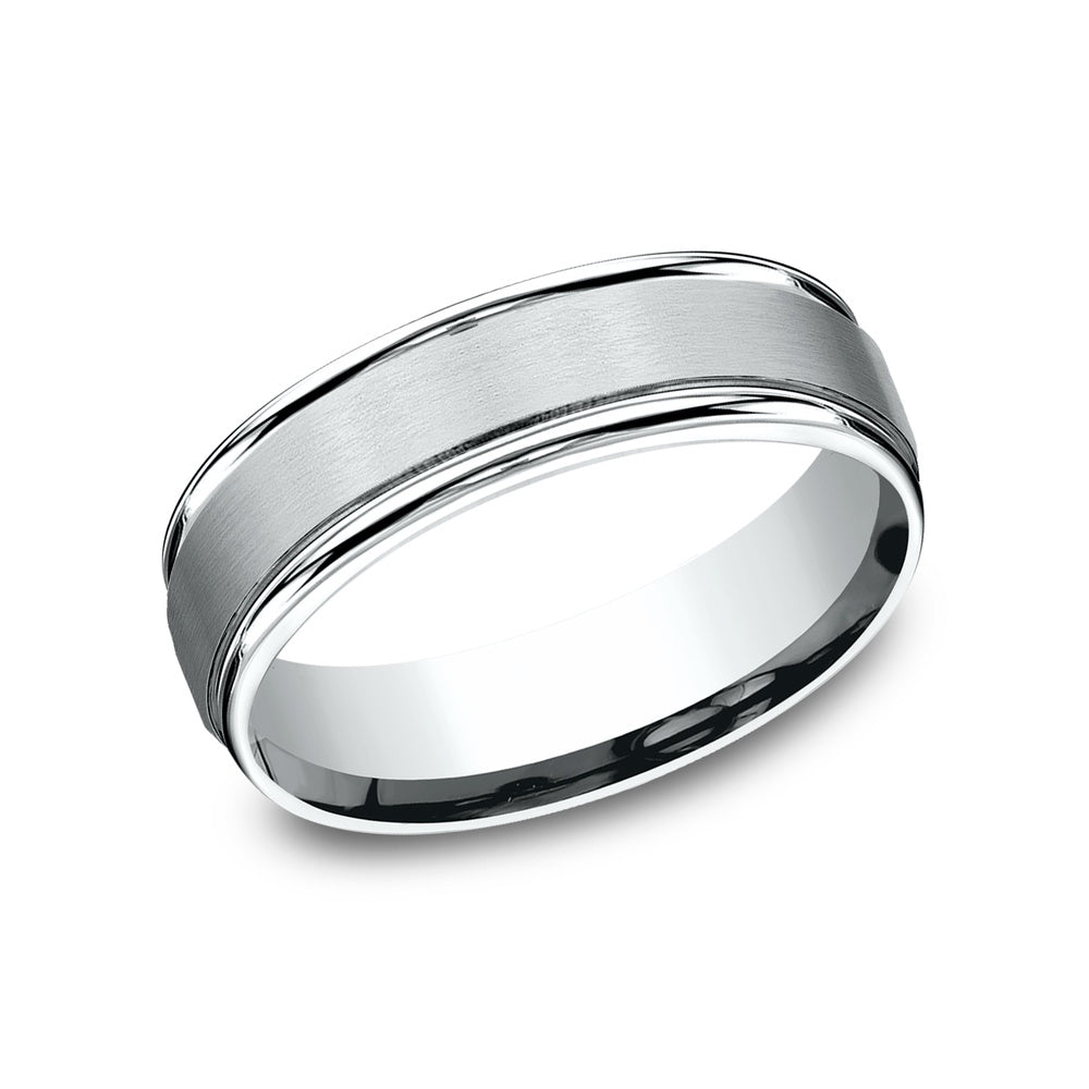 The Arcadia Men's Wedding Band in 14K White Gold - 6.5mm Width by Benchmark