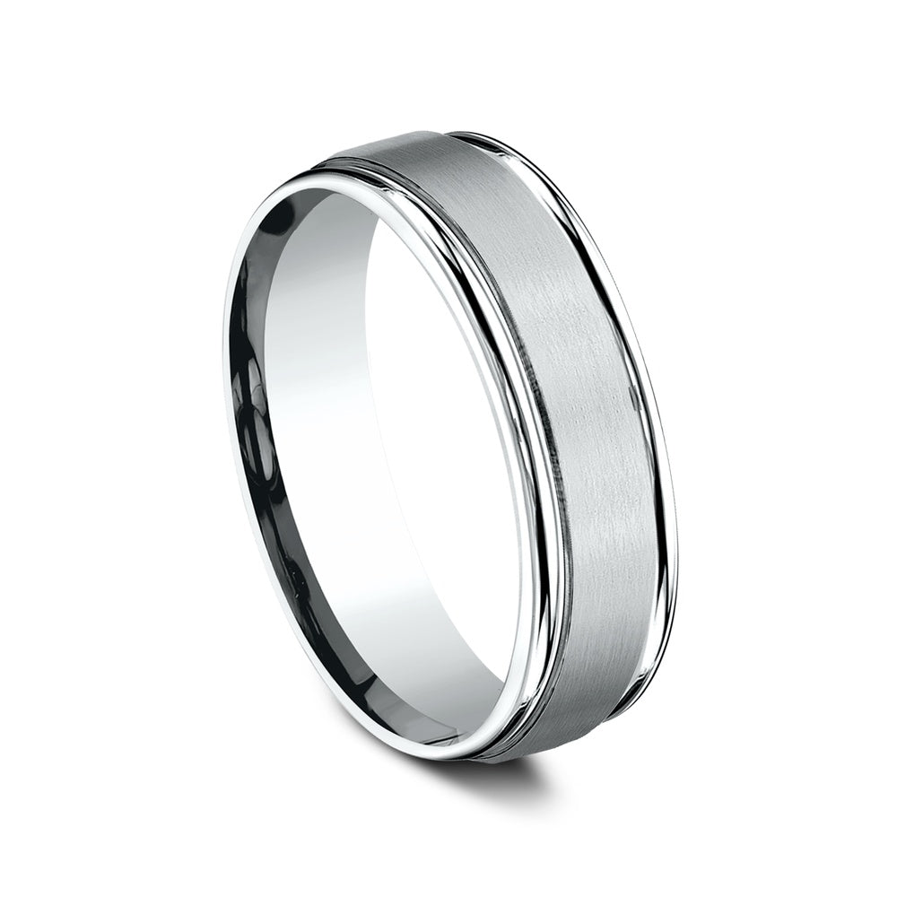 The Arcadia Men's Wedding Band in 14K White Gold - 6.5mm Width by Benchmark