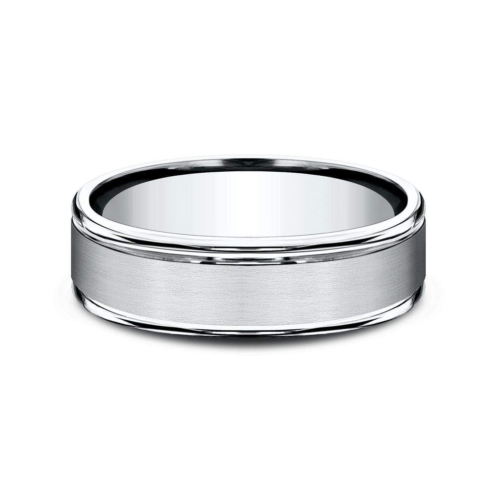 The Arcadia Men's Wedding Band in 14K White Gold - 6.5mm Width by Benchmark