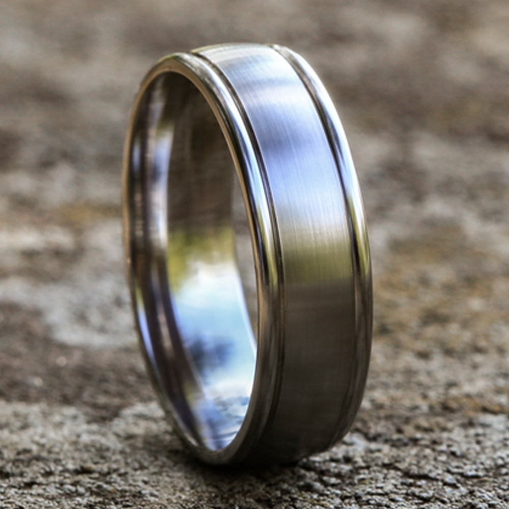 The Arcadia Men's Wedding Band in 14K White Gold - 6.5mm Width by Benchmark