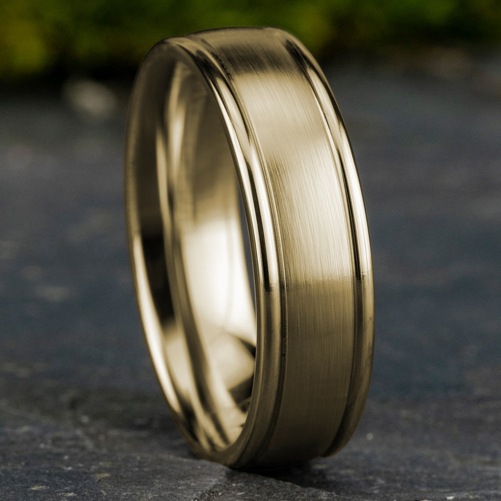 The Arcadia Men's Wedding Band in 14K Yellow Gold - 6.5mm by Benchmark