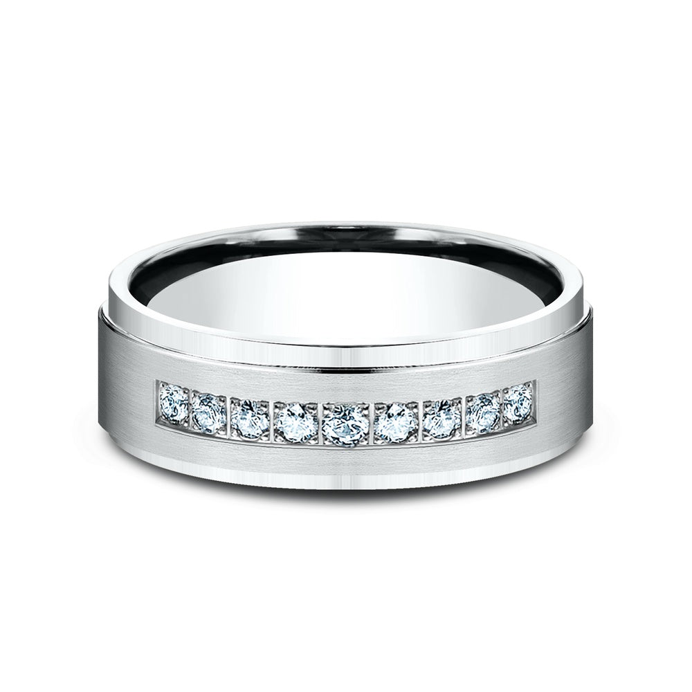 The Archduke Men's Wedding Band in 14K White Gold - 7mm Width by Benchmark