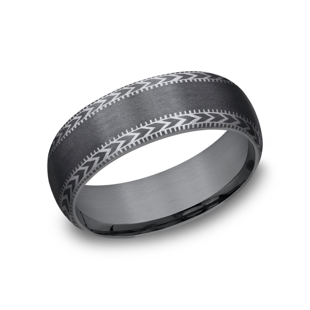 The Archer Men's Wedding Band in Darkened Tantalum - 8mm Width by Tantalum