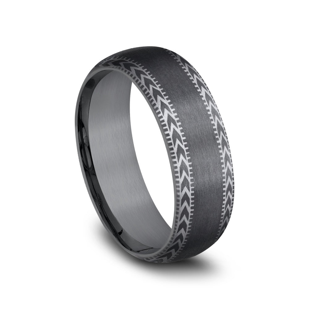 The Archer Men's Wedding Band in Darkened Tantalum - 8mm Width by Tantalum