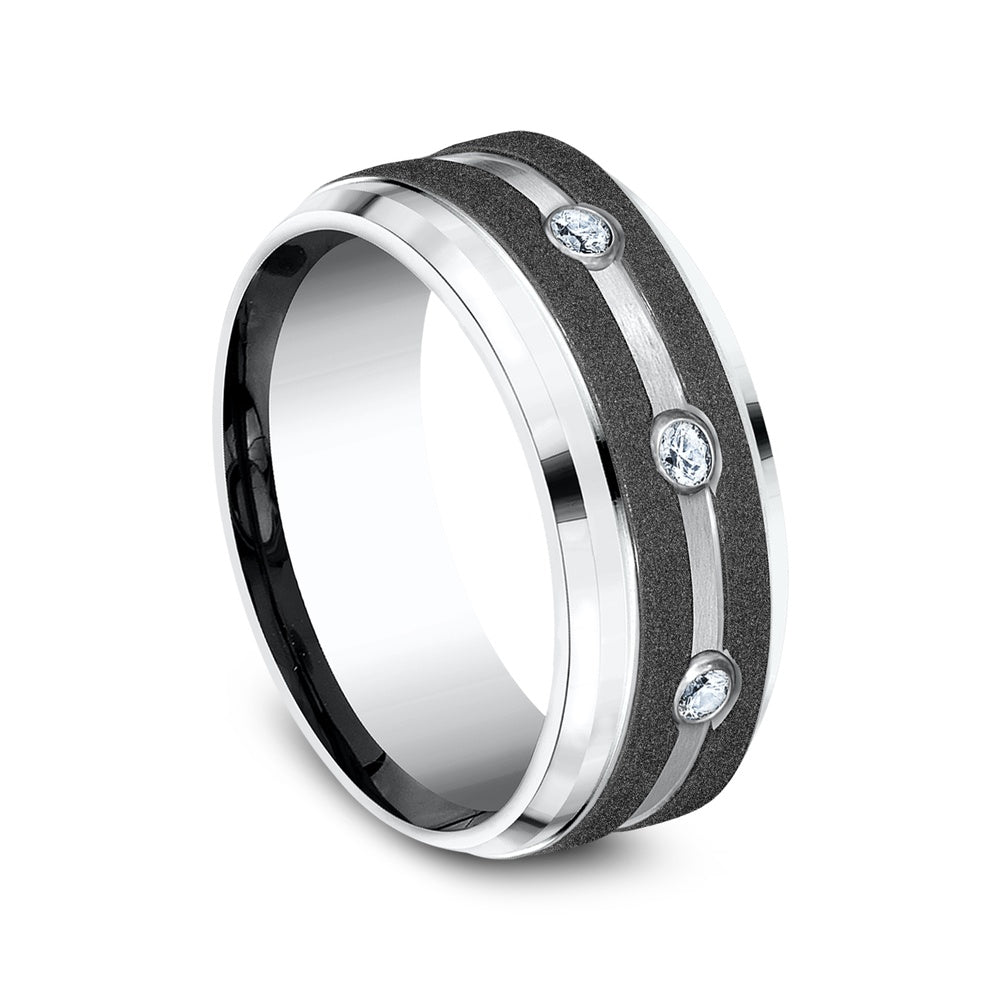 The Architect Men's Wedding Band in White Cobalt - 9mm Width by Forge