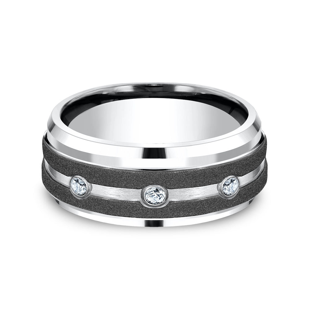 The Architect Men's Wedding Band in White Cobalt - 9mm Width by Forge