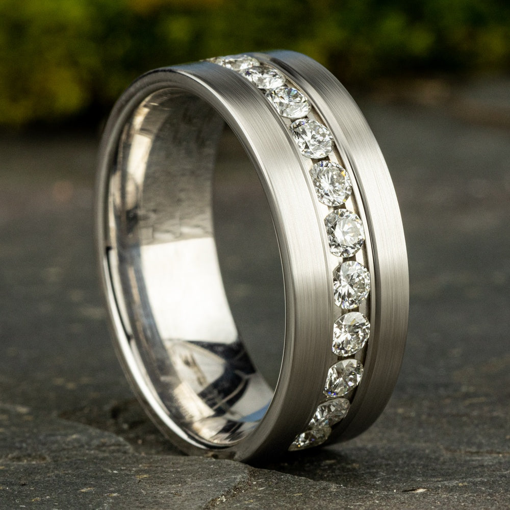 The Aristocrat Men's Wedding Band in 14K White Gold - 8mm Width by Benchmark