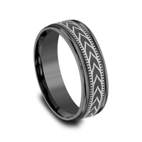 The Arrow Men's Wedding Band in Darkened Tantalum - 7mm Width by Tantalum