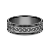 The Arrow Men's Wedding Band in Darkened Tantalum - 7mm Width by Tantalum