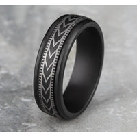 The Arrow Men's Wedding Band in Darkened Tantalum - 7mm Width by Tantalum