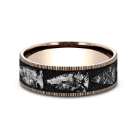 The Arrowhead Men's Wedding Band in 14K Rose Gold and Grey/Black Titanium - 7.5mm Width by Brook and Branch