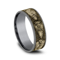 The Arrowhead Men's Wedding Band in Grey Tantalum and 14K Yellow Gold - 7.5mm Width by Brook and Branch