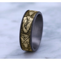 The Arrowhead Men's Wedding Band in Grey Tantalum and 14K Yellow Gold - 7.5mm Width by Brook and Branch