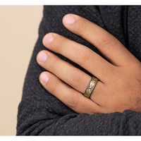 The Arrowhead Men's Wedding Band in Grey Tantalum and 14K Yellow Gold - 7.5mm Width by Brook and Branch