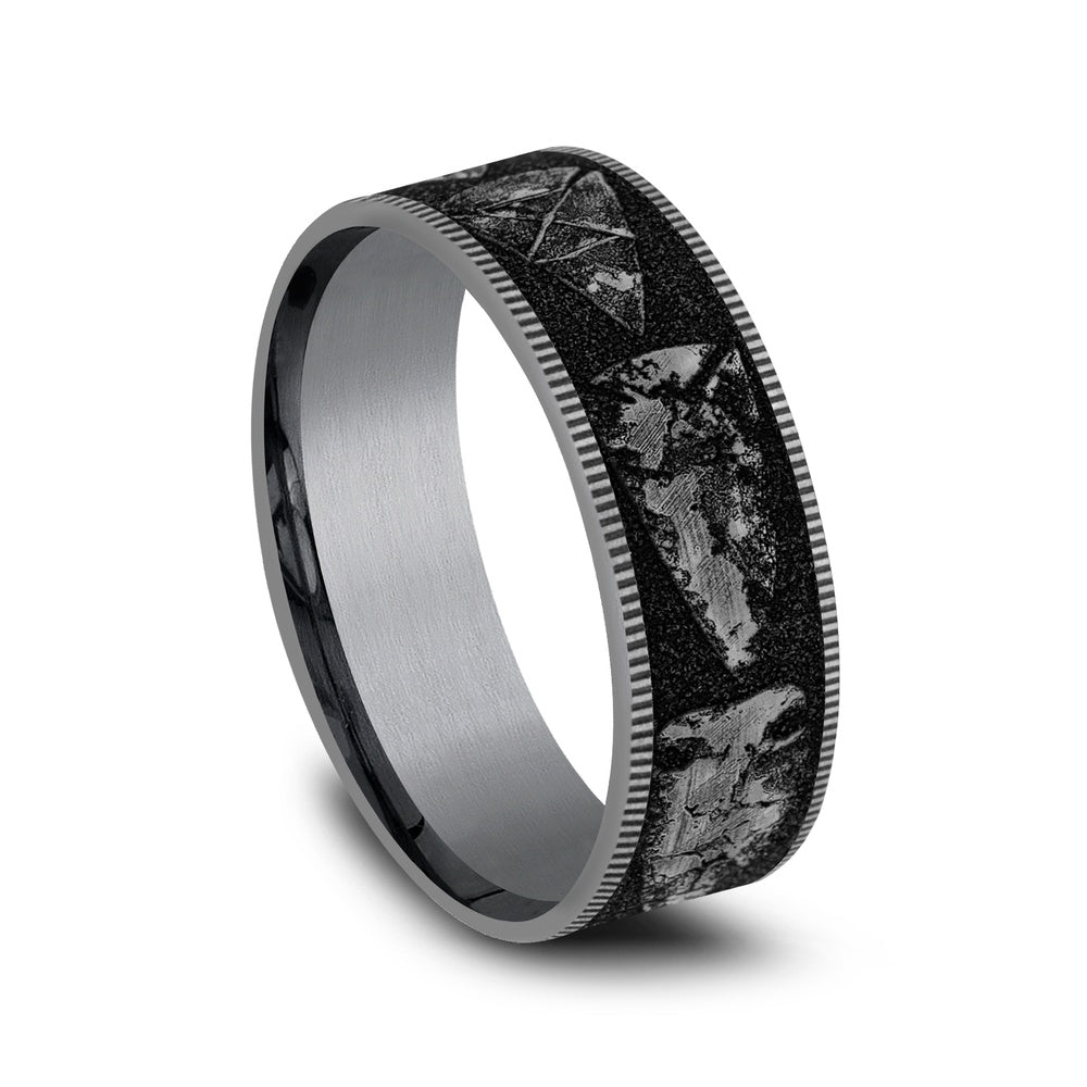 The Arrowhead Men's Wedding Band in Grey Tantalum and Grey/Black Titanium - 7.5mm Width by Brook and Branch