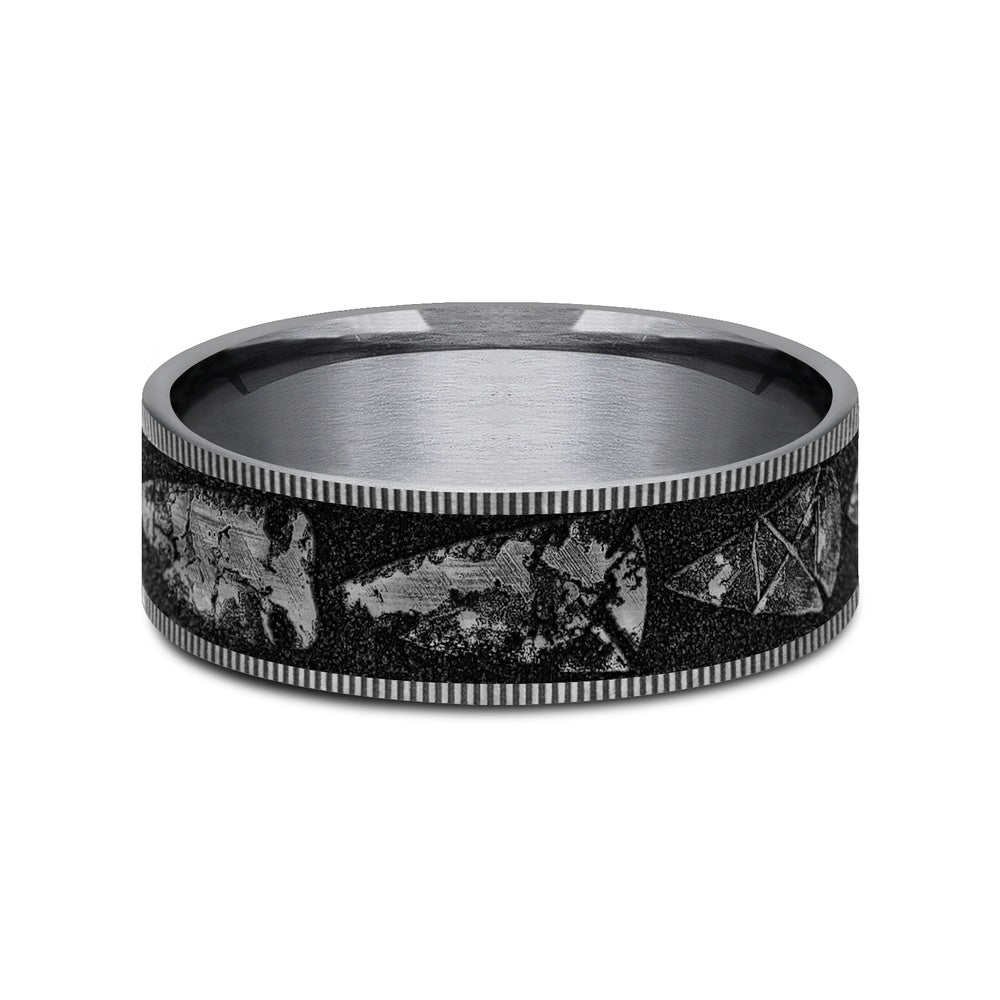 The Arrowhead Men's Wedding Band in Grey Tantalum and Grey/Black Titanium - 7.5mm Width by Brook and Branch