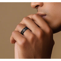 The Arrowhead Men's Wedding Band in Grey Tantalum and Grey/Black Titanium - 7.5mm Width by Brook and Branch