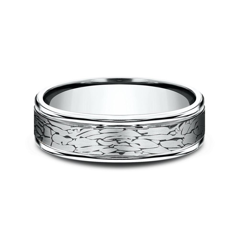 The Arthur Men's Wedding Band in 14K White Gold - 6mm Width by Benchmark