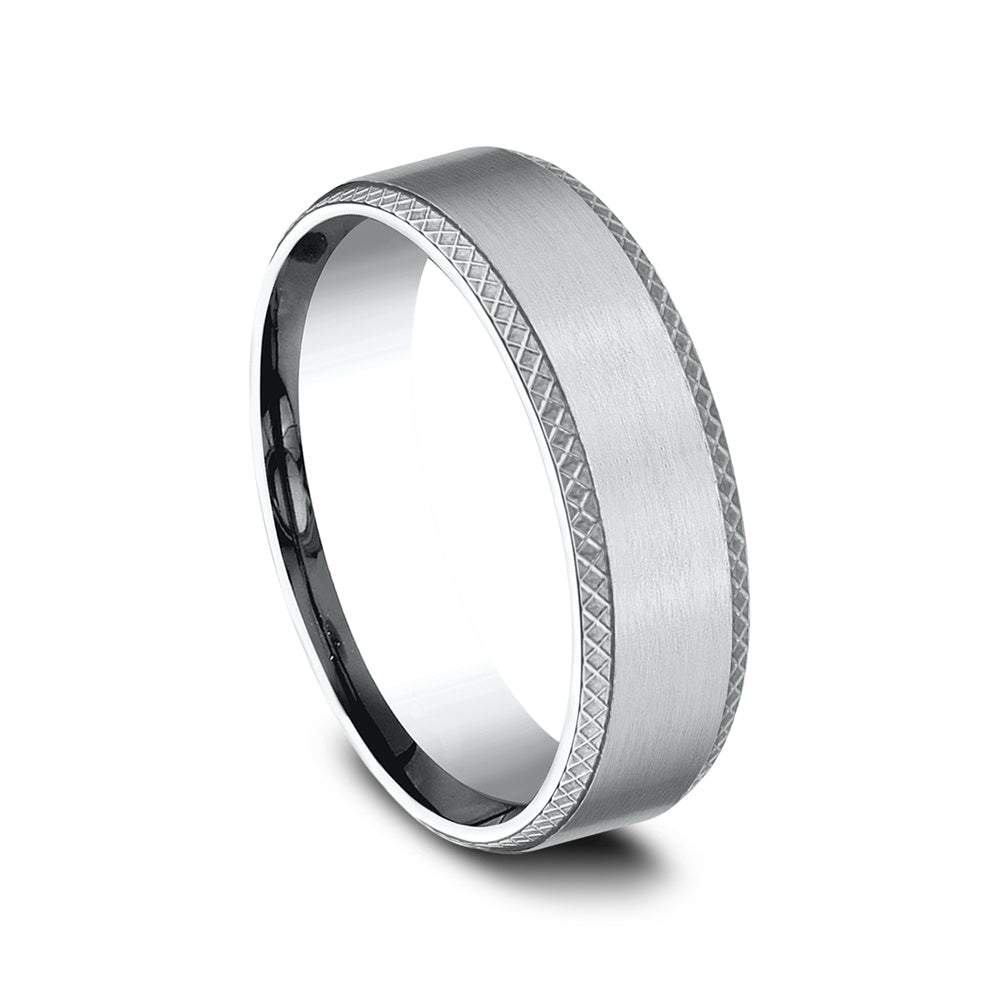 The Assassin Men's Wedding Band in 14K White Gold - 6.5mm Width by Benchmark