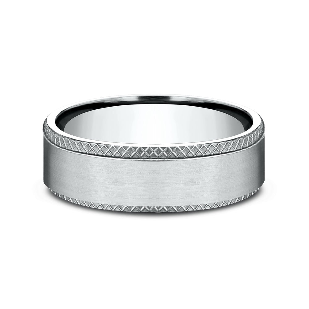 The Assassin Men's Wedding Band in 14K White Gold - 6.5mm Width by Benchmark